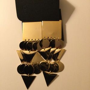 Geometric Ear clip-on Gold-Toned Dangling Earrings